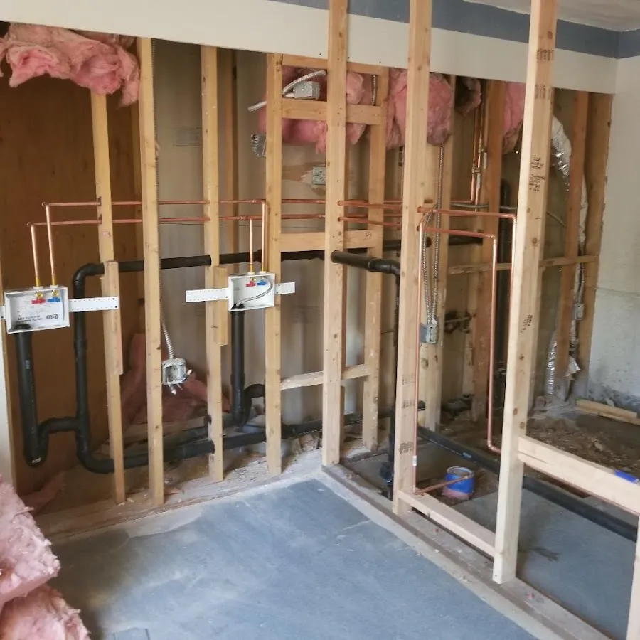 Copper pipe rough-in and plumbing installation in Three Rivers